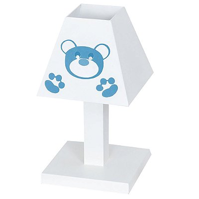 Abajur MDF para Quarto de Bebê Urso Dengoso Azul Bebê