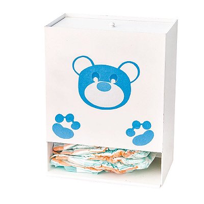 Porta Fralda Urso Dengoso Azul Bebê Mdf