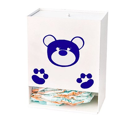 Porta Fralda Urso Dengoso Azul Marinho Mdf