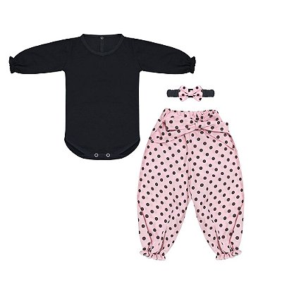 Conjunto Bebê Feminino Body Manga Longa e Calça Micaela