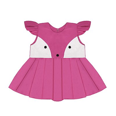 Vestido de Bebê Manga Curta Raposinha