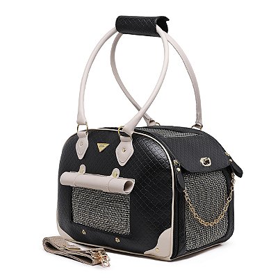Bolsa Pet Rita Acuio Preto Matelassê com Marfim G