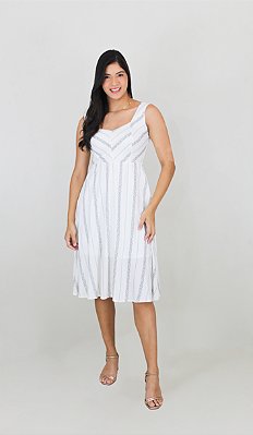 Vestido viscose maquinetado alcinha listra