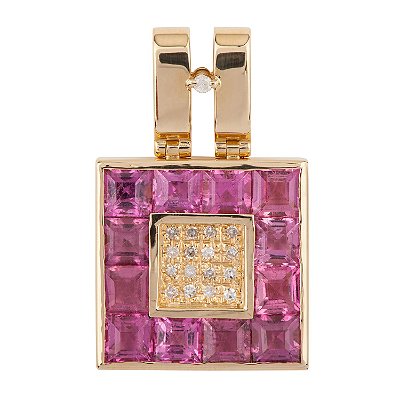 Pingente de Turmalina Rosa e Ouro Amarelo 18k (P11179n)