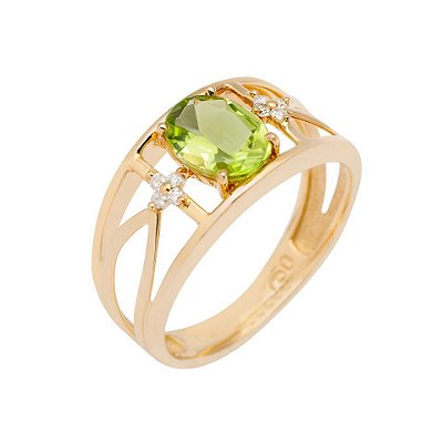 Anel de Peridoto e Ouro Amarelo 18k (A14080)