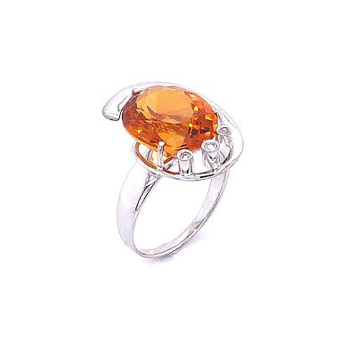 Anel de Citrino e Ouro Branco 18k (A12359)