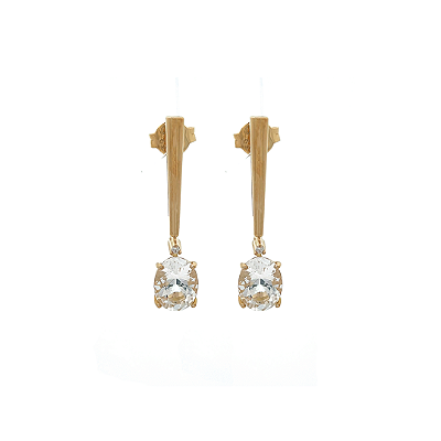 Brinco de Topázio Branco e Ouro Amarelo 18K (B13673)