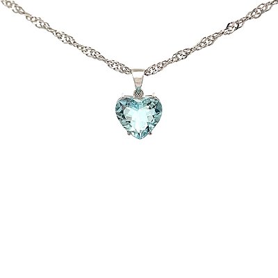 Pingente de Água Marinha e Ouro Branco 18K (P13634)