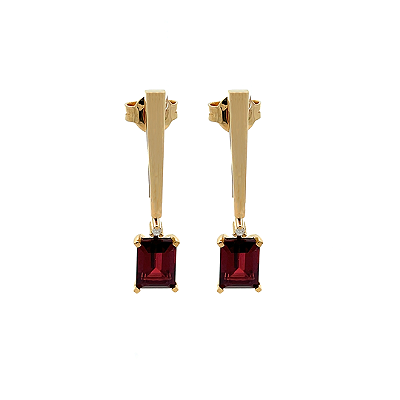 Brinco de Granada e Ouro Amarelo 18K (B13679)