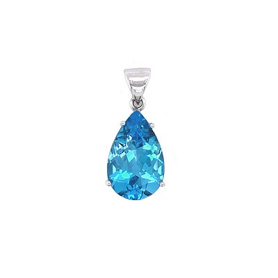 Pingente de Topázio Azul e Ouro Branco 18K (P10849)