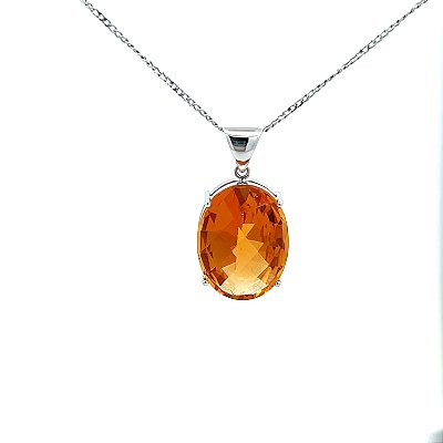 Pingente de Citrino e Ouro Branco 18K (P12123)