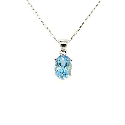 Pingente de Água Marinha e Ouro Branco 18K (P11813)