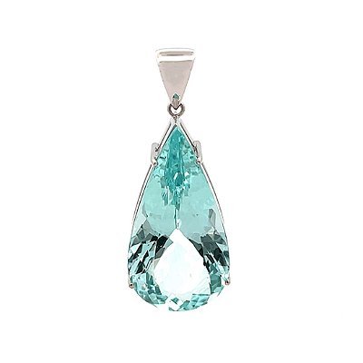 Pingente de Água Marinha e Ouro Branco 18K (P7141)