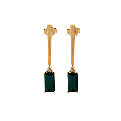 Brinco de Turmalina e Ouro Amarelo 18K (B13710)