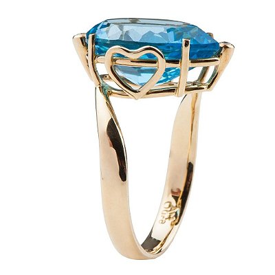 Anel de Topázio Azul e Ouro Amarelo 18K  (A13925)