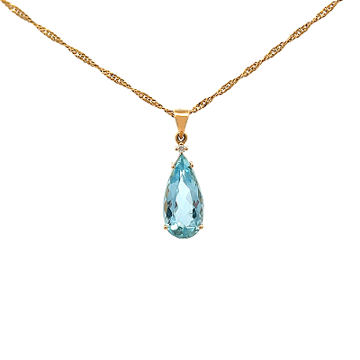 Pingente de Água Marinha e Ouro Amarelo 18K (P13352)