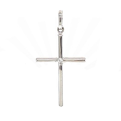 Pingente de Brilhante e Ouro Branco 18K Cruz (P13056)