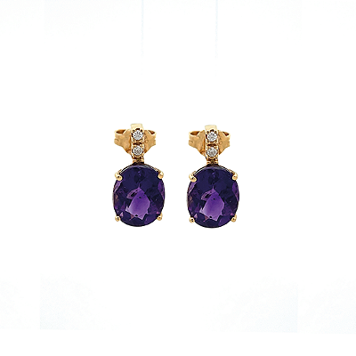 Brinco de Ametista e Ouro Amarelo 18K (B10778)