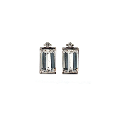 Brinco de Morganita e Ouro Branco 18k (B13798)