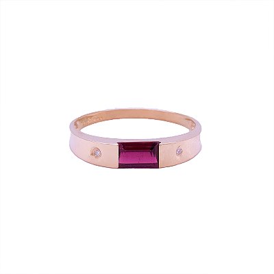 Anel Aparador de Aliança com Rubelita e Ouro Amarelo 18K (PLTRB16Y)