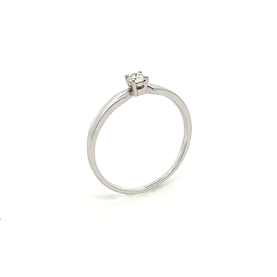 Anel aparador de Aliança com Brilhante e Ouro Branco 18K (A13988)