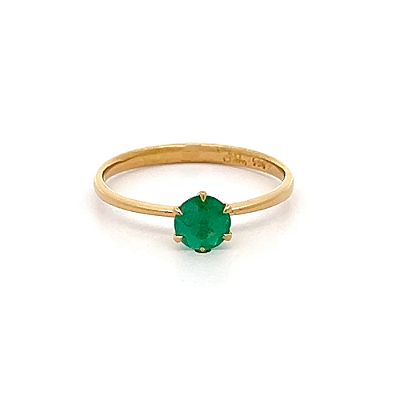 Anel Aparador de Aliança com Esmeralda e Ouro Amarelo 18k (A13734)