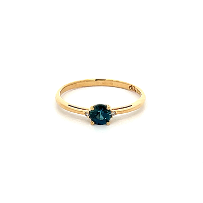 Anel aparador de Aliança em Turmalina Indicolita e Ouro Amarelo 18k (A13928)
