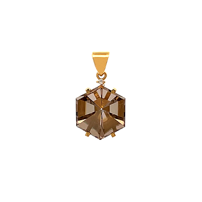 Pingente de Quartzo Fumê e Ouro Amarelo 18k (P13982)