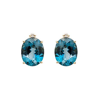 Brinco de Topázio Azul e Ouro Amarelo 18k (B13920)