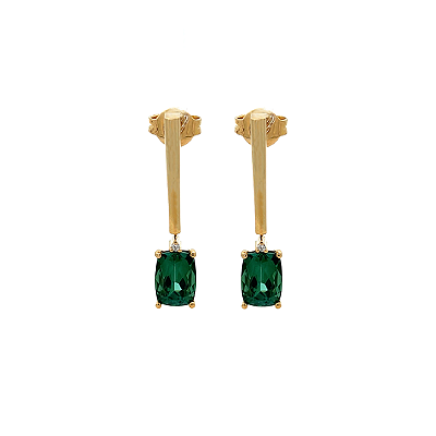 Brinco de Turmalina e Ouro Amarelo 18K (B14089)
