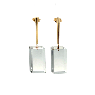 Brinco de Quartzo e Ouro Amarelo 18K (B13986)