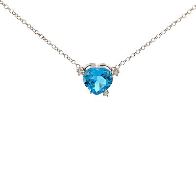 Colar de Topázio Azul e Ouro Branco 18k (CL14601)