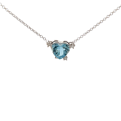 Colar de Água Marinha e Ouro Branco 18k (CL14602)