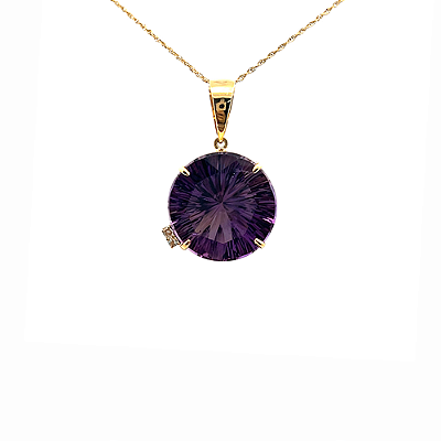 Pingente de Ametista e Topázio Branco em ouro amarelo 18K(P13723)