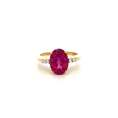 Anel de Rubelita em ouro amarelo 18K (A14340)