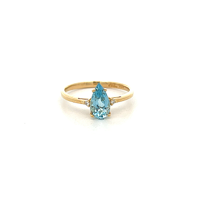 Anel de Água Marinha e Ouro Amarelo 18K (A14465)