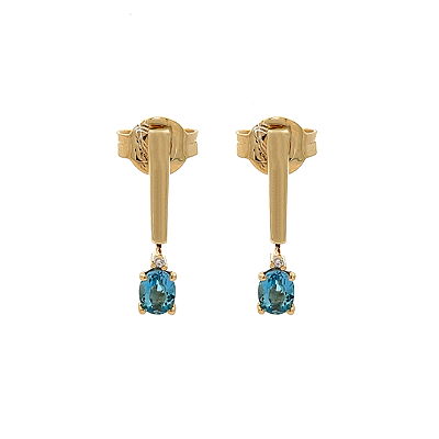 Brinco de Água Marinha e Ouro Amarelo 18k (B14789)