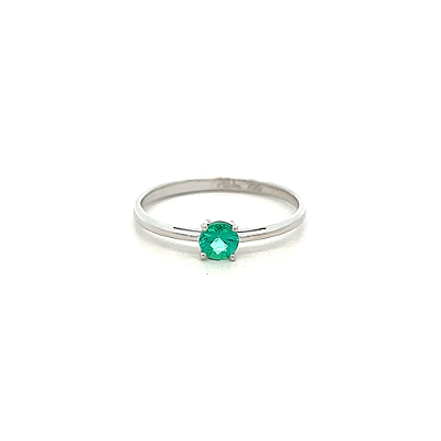 Anel de Esmeralda e Ouro Branco 18k (A14885)