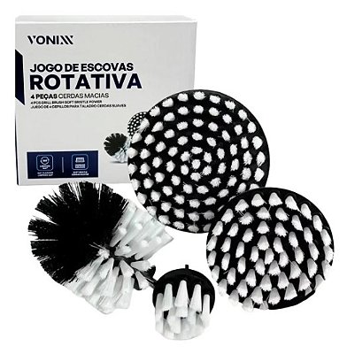 Kit 04 Escova Rotativa Cerdas Macias - Vonixx