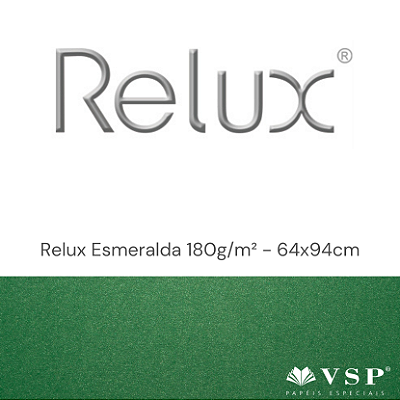 Papel Relux Esmeralda 180g/m² Tamanho 64x94cm - Pacote com 10 folhas