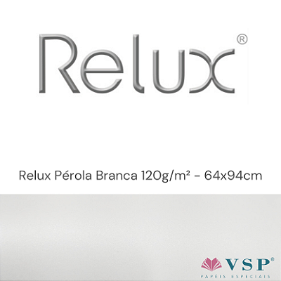 Papel Relux Pérola Branca 120g/m² Tamanho 64x94cm - Pacote com 25 folhas