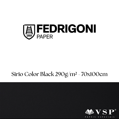 Papel Sirio Color Black 290g/m² Tamanho 70x100cm - Pacote com 25 folhas