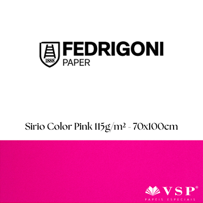 Papel Sirio Color Pink 115g/m² Tamanho 70x100cm - Pacote com 50 folhas