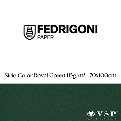 Papel Sirio Color Royal Green 115g/m² Tamanho 70x100cm - Pacote com 50 folhas