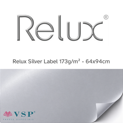 Adesivo Relux Silver Label 173g/m² 64x94cm - Pacote com 10 folhas