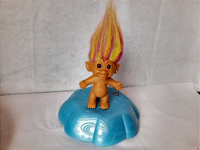 Boneco antigo  troll  cabelo arco iris Lucky bingo da Bright of America 9, 5 cm ( 9 cm de altura