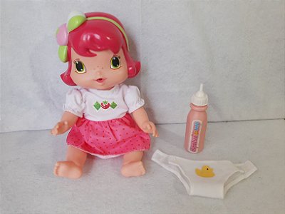 Boneca Moranguinho baby faz xixi Mimo 32 cm sem acessorios