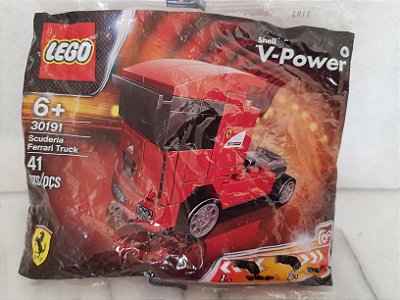 Lego Shell Ferrari F1, 2 carros com tração montados e um polybag lacrado