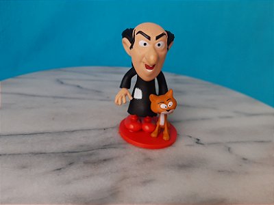 Figura de vinil estática de Gargamel e seu gato Azrael, coleção Bob's