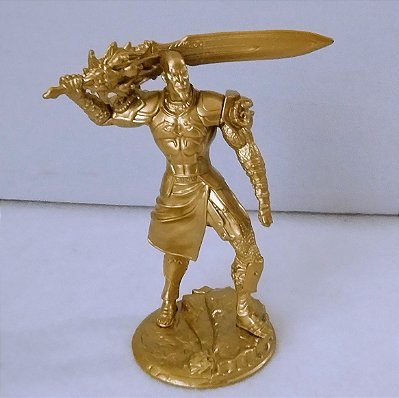 Boneco Kratos, god of War dourado, promoção Top Cau 2015, 13 cm, usado
